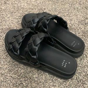Black braided slides